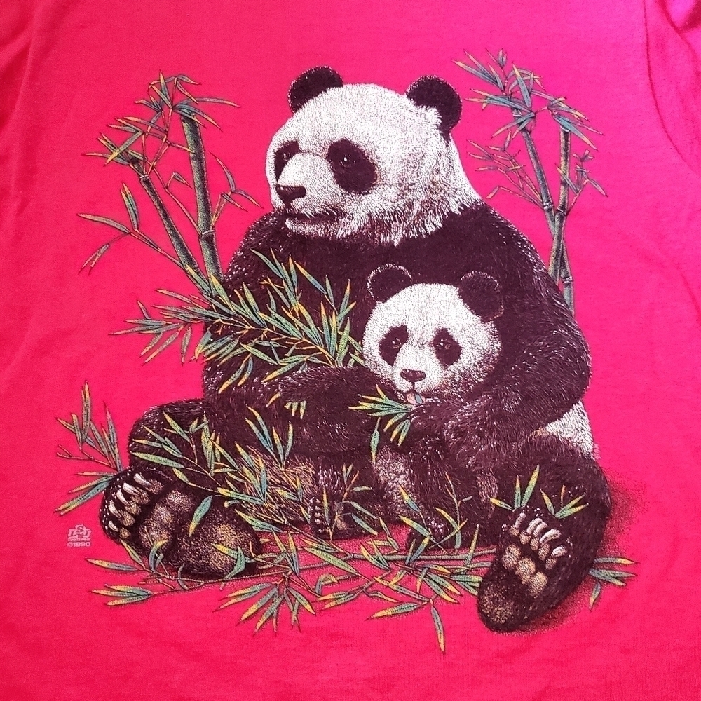 Vintage Panda Bear Mom & Baby Shirt Screen Stars Size Medium View 3